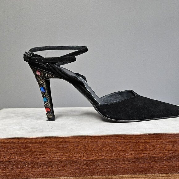 Stuart Weitzman Ankle Strap Suede Stilettos - Picture 1 of 4